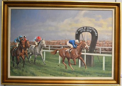 Lot 1158 - Neil Cawthorne (b.1936) The St. Leger, Doncaster, signed, oil on canvas, 59.5cm by 90cm