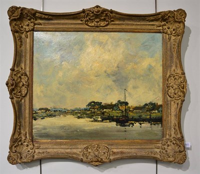 Lot 1160 - Circle of Kershaw Schofield (19th century) River landscape, oil on canvas board, 48cm by 58cm