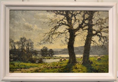 Lot 1167 - Jose Weiss (1859 - 1919) ";The Floods of Arun";, signed, oil on board, 23.5cm by 37cm