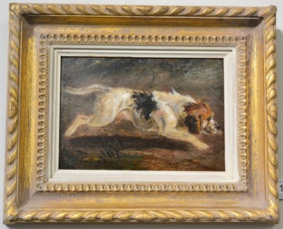 Lot 1169 - Attributed to Martin Theodore Ward (1799- 1874) Dogs running, oil on board, 13.5cm by 19cm