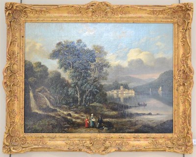 Lot 1190 - Circle of H J Boddington (1811-1865) Figures before a Lakeland landscape, oil on canvas, 43.5cm...