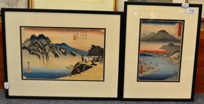 Lot 1196 - Utagawa Hiroshige Otoko-yama mountain seen from Hirakata woodblock print, after 1853, later...