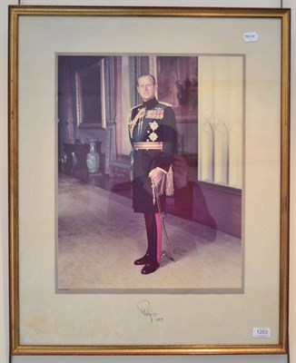 Lot 1203 - ~ Colour photograph of Prince Philip, signed and dated 1979