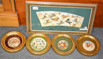 Lot 1216 - Indian School, four early 20th century paintings on ivory, 11cm in diameter, later framed, together