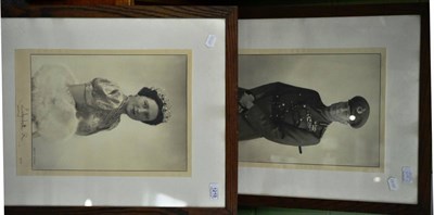 Lot 1218 - ~ A black and white photographic portrait of Queen Elizabeth, the mount signed Elizabeth R, and...