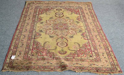 Lot 1273 - Kirman rug, South East Persia, the cream ground centred by a floral pole medallion framed by...