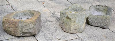 Lot 1296 - Three small stone planters