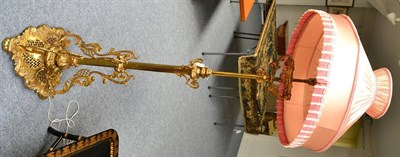 Lot 1329 - A brass gilded telescopic standard lamp