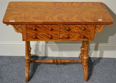 Lot 1358 - A Victorian satin birch work table