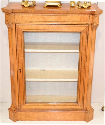 Lot 1383 - * A pair of Victorian birds-eye maple display cabinets of canted rectangular form, each with a...