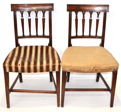 Lot 1399 - ^ A set of seven late George III mahogany dining chairs including one carver (repairs)