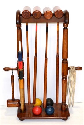 Lot 1400 - Georgian Bussey patent croquet set and stand