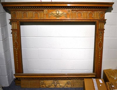 Lot 1410 - # A George III carved pine and gesso fireplace mantel, early 19th century, in Adam style, with...