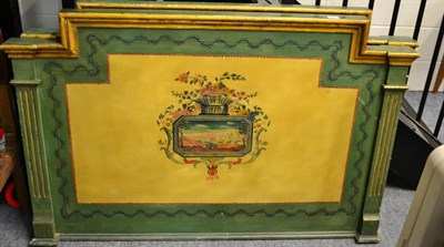 Lot 1431 - A painted pine headboard and footboard