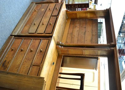 Lot 1434 - A pair of Victorian oak chests, each with a bookcase top