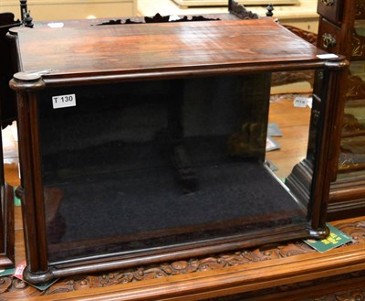 Lot 1436 - A rosewood table top display cabinet, with glass front and sides, lined, rear door entry