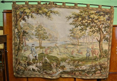 Lot 1474 - A machine woven Berlin style wall hanging, depicting 'The Hunt'