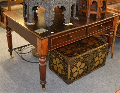 Lot 1490 - A mahogany country kitchen table fitted with two drawers