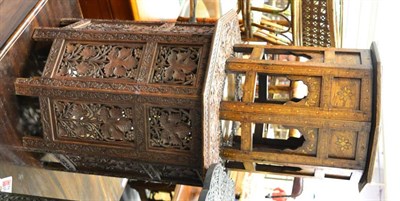 Lot 1491 - An Eastern carved and inlaid table and another small example