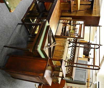 Lot 1505 - ~ A George III mahogany side table, four folding card tables, two wall mirrors and a late Victorian