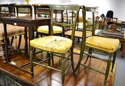 Lot 1515 - ^ A pair of Regency green painted bedroom chairs, a Regency bamboo simulated single open chair...