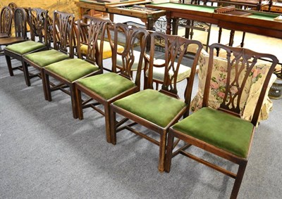 Lot 1562 - A set of five George III mahogany dining chairs and a similar George III mahogany dining chair...