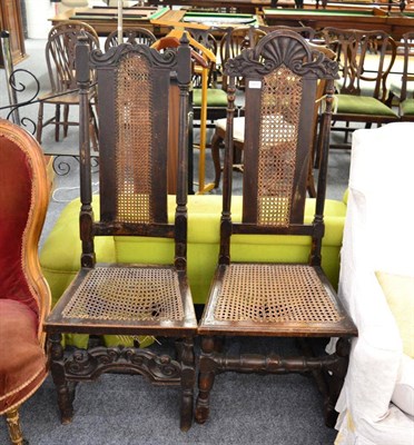 Lot 1577 - ^ A Carolean high back chair and another similar, both with caned back and seats (2)