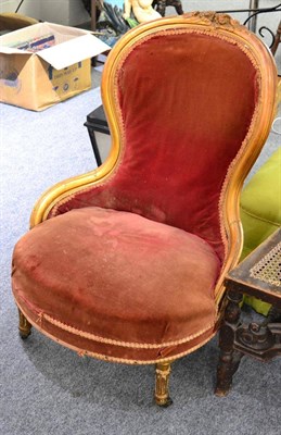 Lot 1578 - ^ A balloon back gilt wood framed nursing chair