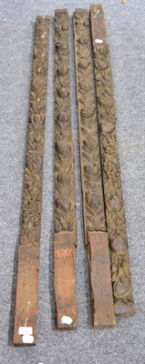 Lot 1579 - Four carved oak pilasters