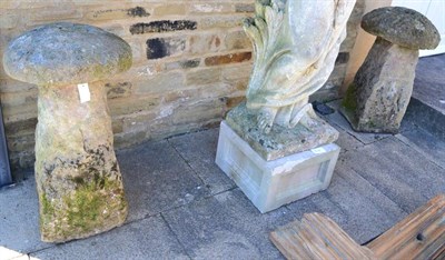 Lot 1598 - A pair of mushroom stone staddlestones, height 88cm