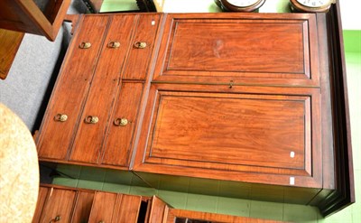 Lot 1618 - ~ A Regency mahogany and ebony strung linen press