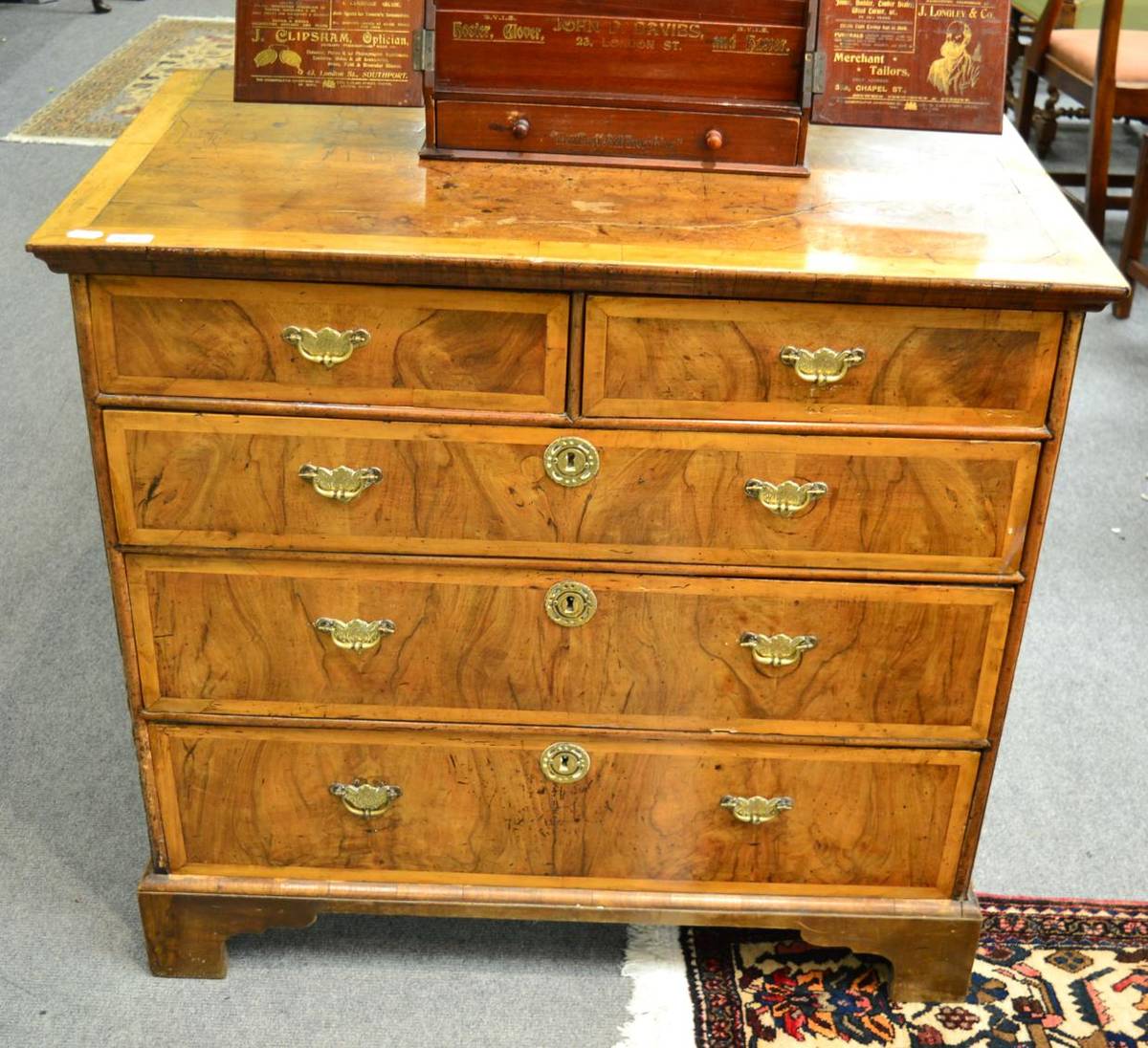 Lot 1658 - An 18th century walnut and pearwood banded