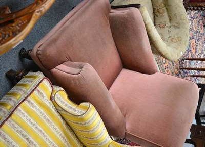 Lot 1661 - A Victorian mahogany armchair with pale pink velvet upholstery