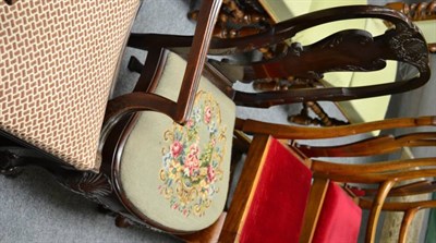 Lot 1667 - A George I style mahogany dining chair, with needlework drop in seat