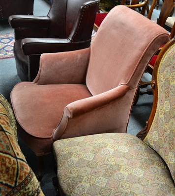 Lot 1670 - # A late Victorian armchair, later recovered in pink velvet