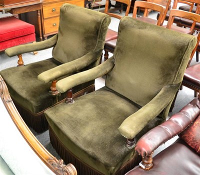 Lot 1674 - A pair of Victorian easy chairs and stool