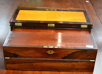 Lot 1691 - A 19th century colonial rosewood table box with satinwood interior