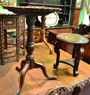 Lot 1716 - Three mahogany tripod tables and a mahogany circular plant stand