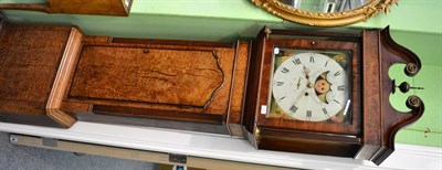 Lot 1721 - # A late George III burr oak and mahogany eight day longcase clock, with swan neck pediment,...