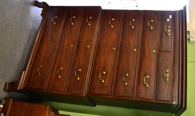 Lot 1735 - A George III mahogany chest on chest, the bold cornice above two short and three long drawers,...