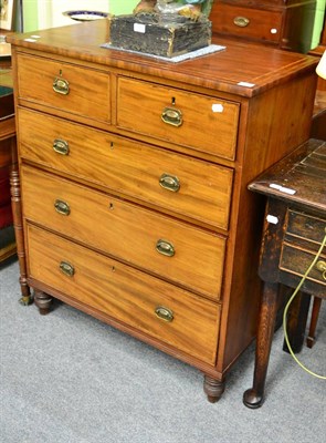 Lot 1739 - A 19th century mahogany and satinwood banded straight front chest of drawers