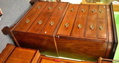 Lot 1751 - A George III mahogany chest on chest with dentil cornice