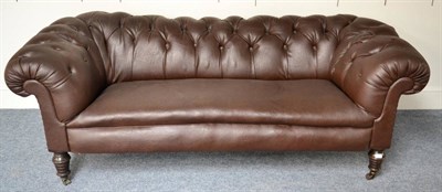 Lot 1766 - ~ A Victorian Chesterfield sofa later recovered in brown leather