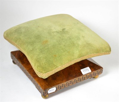 Lot 1770 - * A Victorian walnut and parquetry decorated footstool