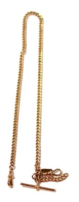 Lot 13 - An Albert chain, the rose coloured links each stamped '9.375', a swivel catch at each end, and...