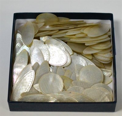 Lot 39 - Approximately one hundred and forty Chinese mother-of-pearl gaming counters