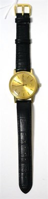 Lot 43 - A gold plated automatic calendar wristwatch, signed Omega, Geneve, circa 1975, lever movement, gilt