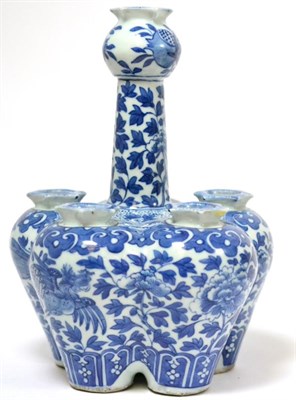 Lot 143 - A Chinese porcelain tulip vase, painted underglaze blue with foliage, 24.5cm high