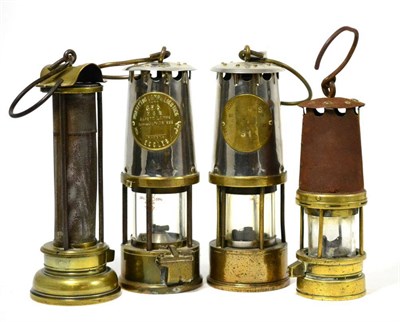 Lot 155 - Two Eccles miner's lamps and two brass miner's lamps (4)