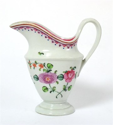Lot 174 - ^A Newhall type cream jug, circa 1790, 11.5cm high; a Staffordshire pearlware small coffee pot...